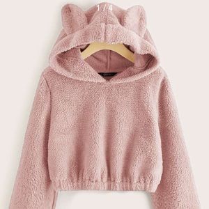 PINK BOHO PLUSH TEDDY CROP TOP